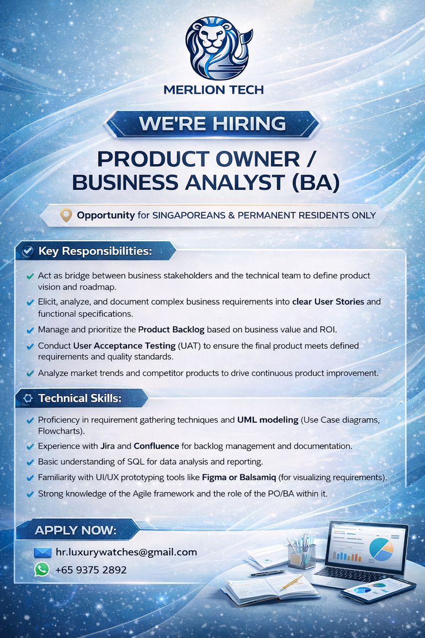 Business Analyst for Hire in Merlion Tech