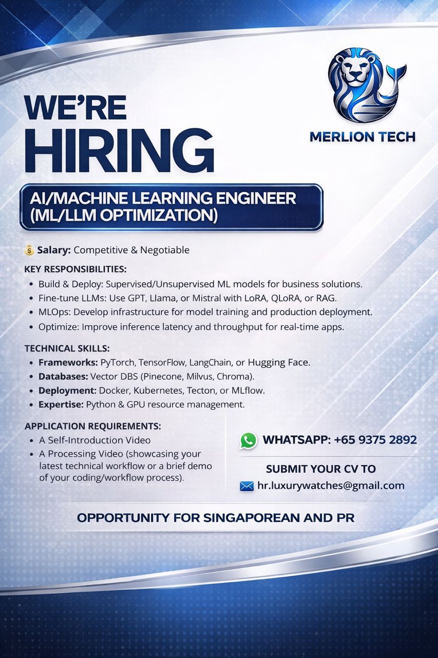 Machine Learning Engineer for Hire in Merlion Tech